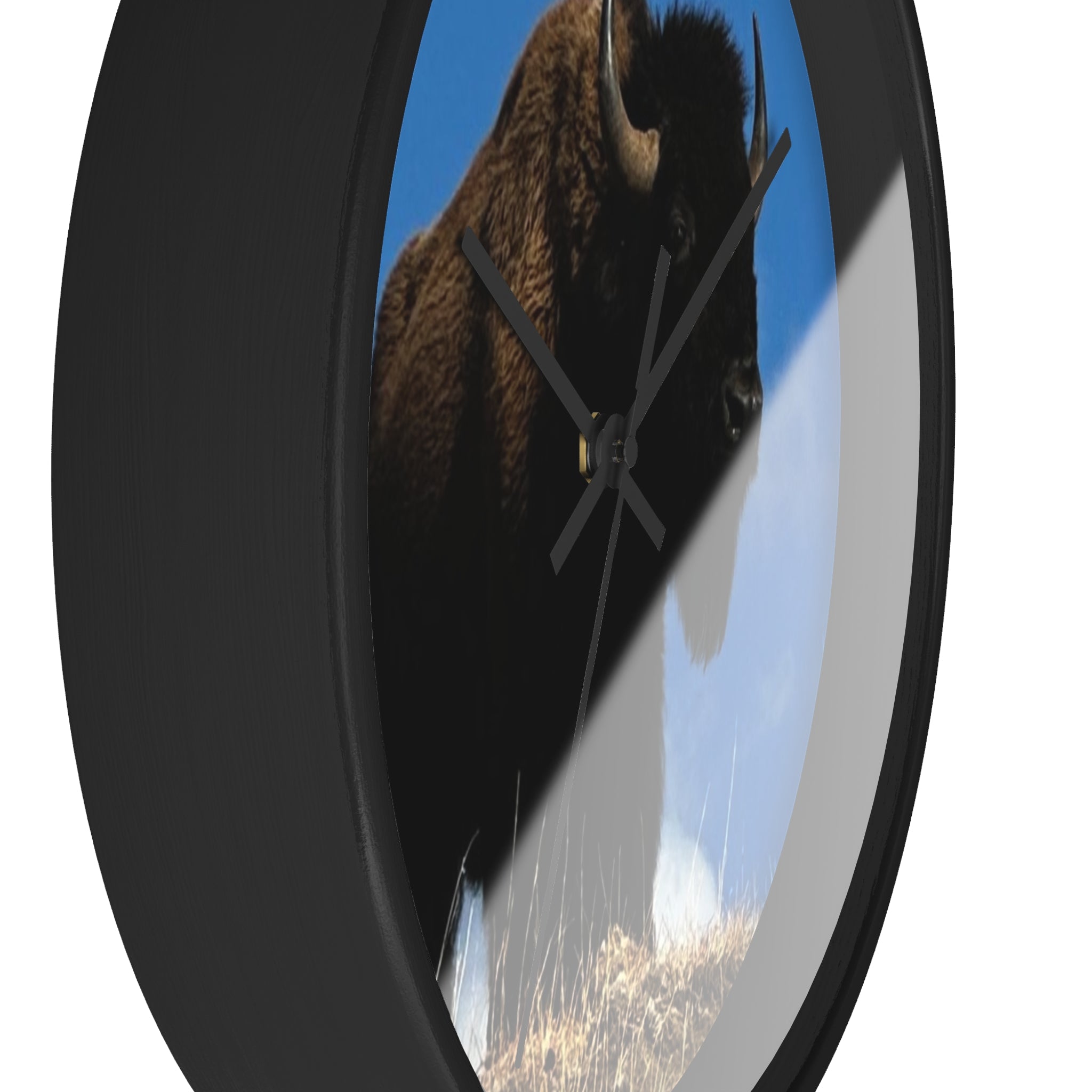 Bison Wall Clock - Winter Forest Wall Clock - Railroad Sunset Wall Clock --- Rustic Wildlife Décor for Cabin, Lodge & Nature Lovers