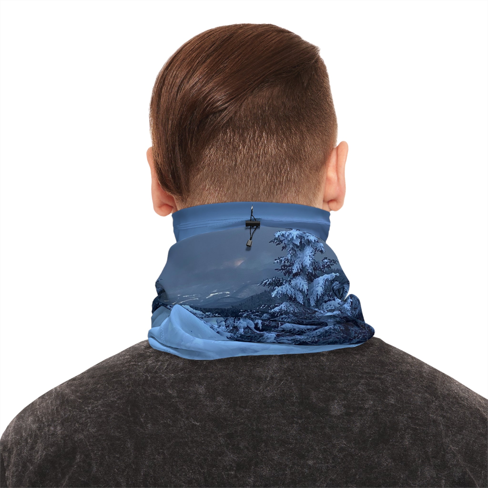 Winter Snowy Forest Neck Gaiter with Drawstring – Cozy Ski & Cold-Weather Face Mask