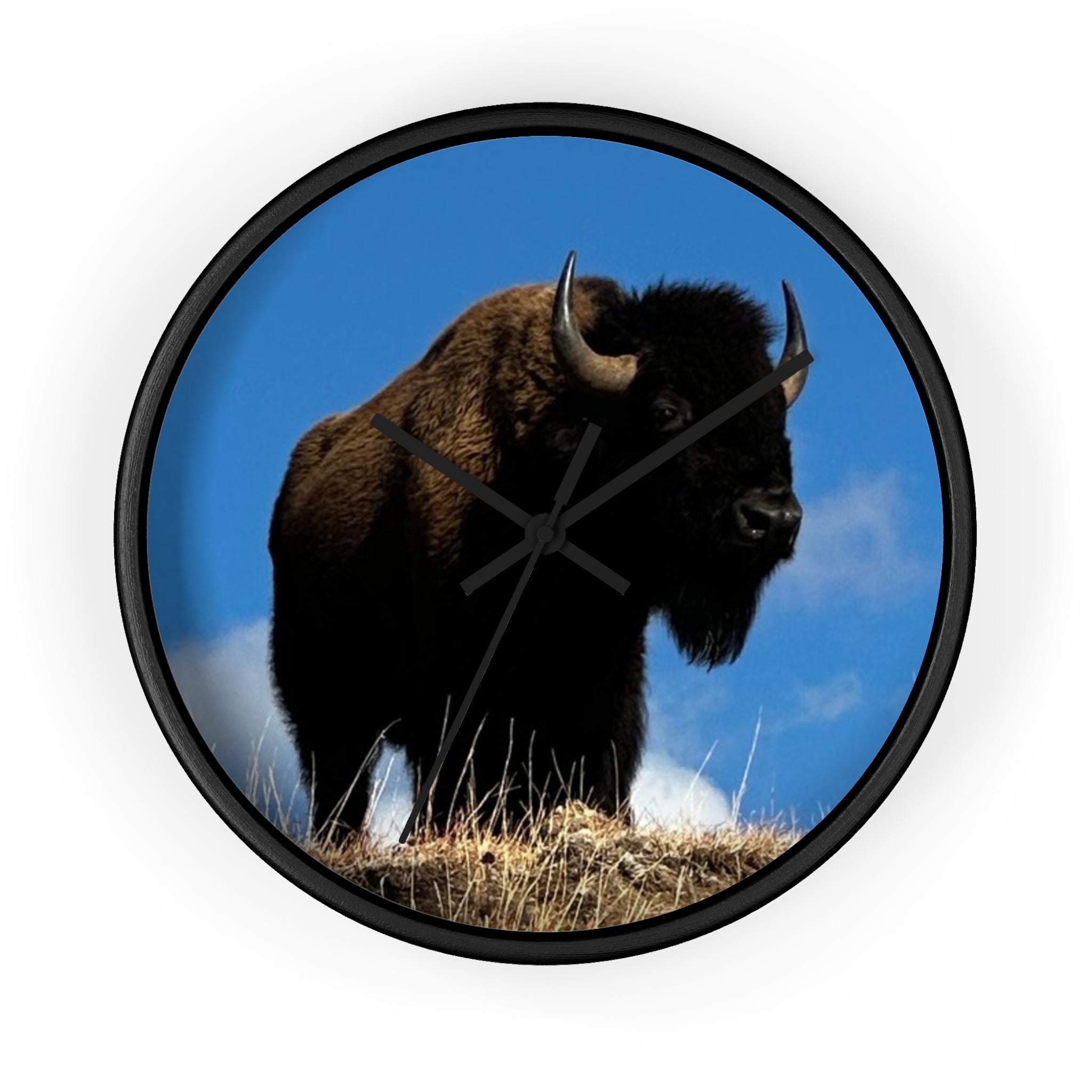 Bison Wall Clock - Winter Forest Wall Clock - Railroad Sunset Wall Clock --- Rustic Wildlife Décor for Cabin, Lodge & Nature Lovers