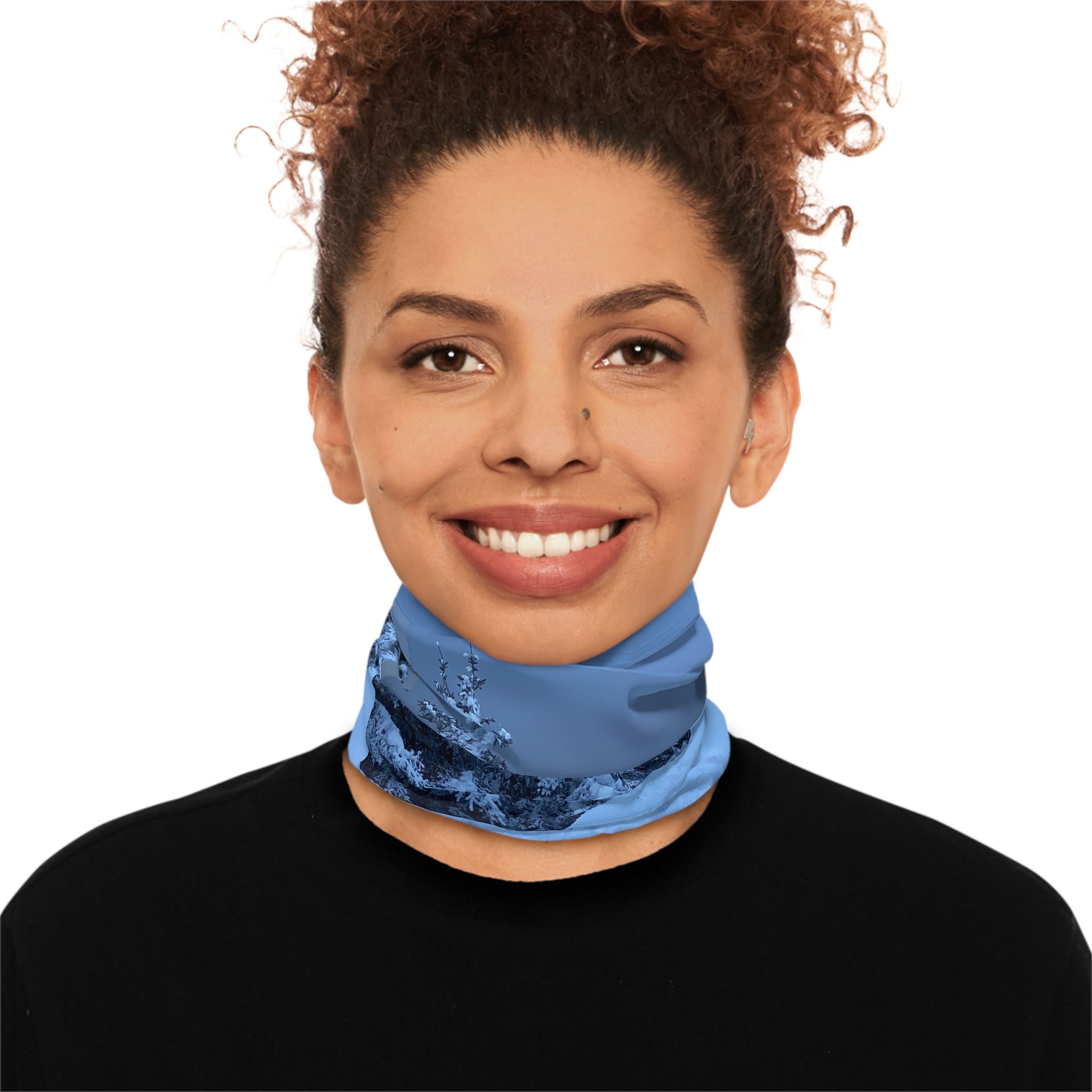 Winter Snowy Forest Neck Gaiter with Drawstring – Cozy Ski & Cold-Weather Face Mask