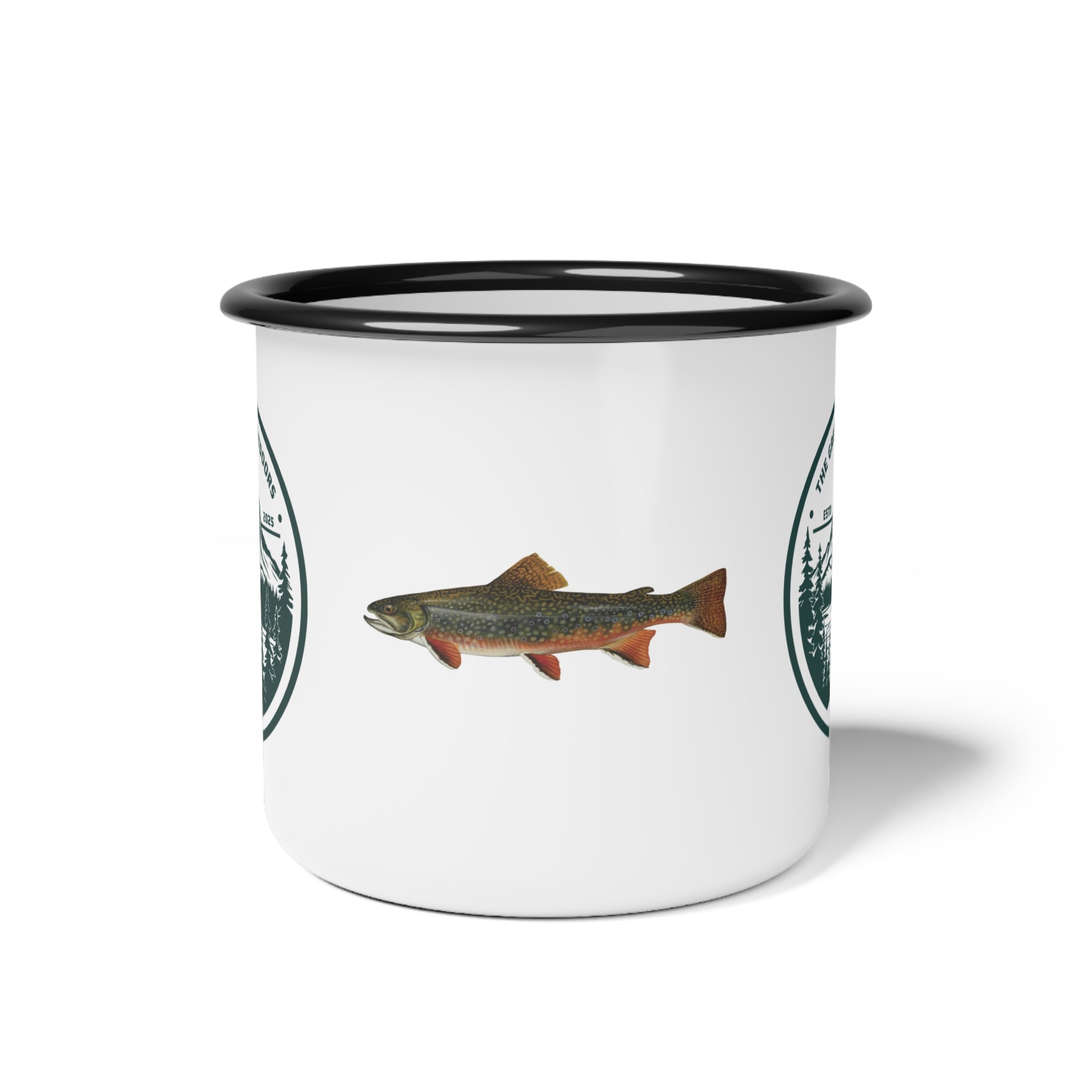 The Great Troutdoors Enamel Camp Cup - Brook Trout Edition