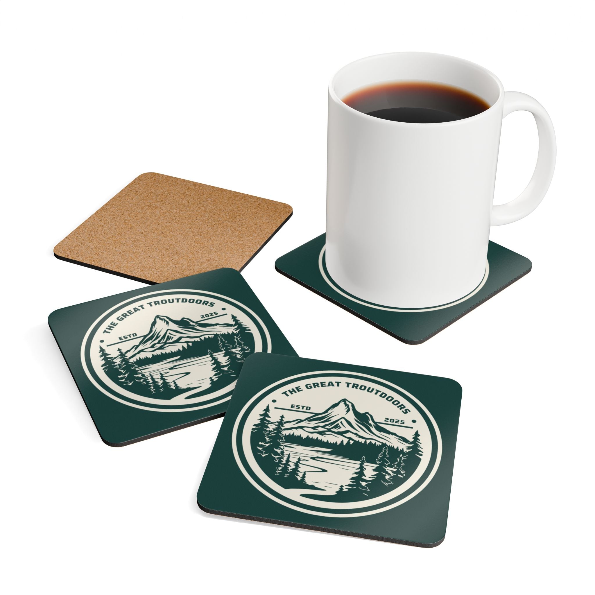 The Great Troutdoors Cork Coasters set