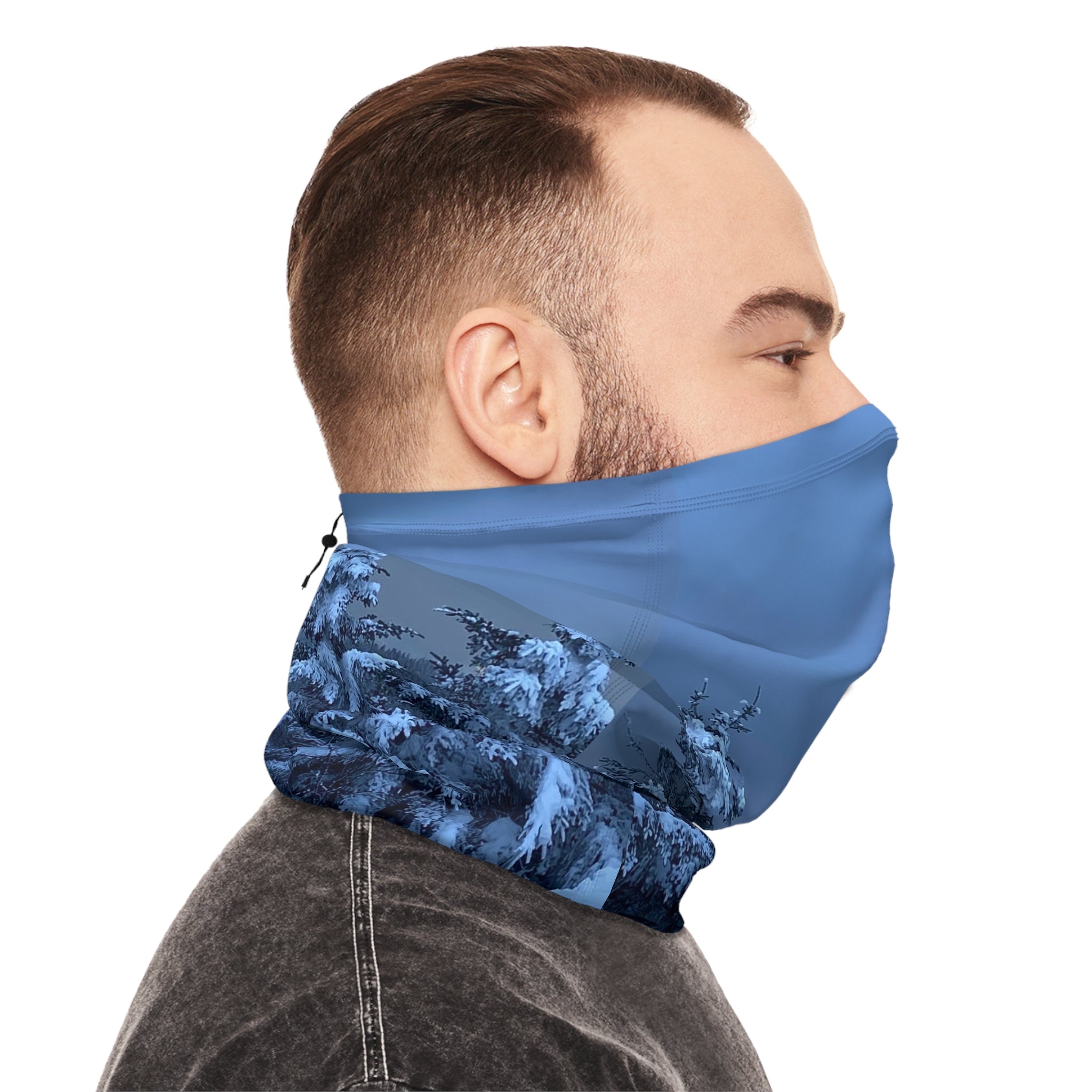 Winter Snowy Forest Neck Gaiter with Drawstring – Cozy Ski & Cold-Weather Face Mask