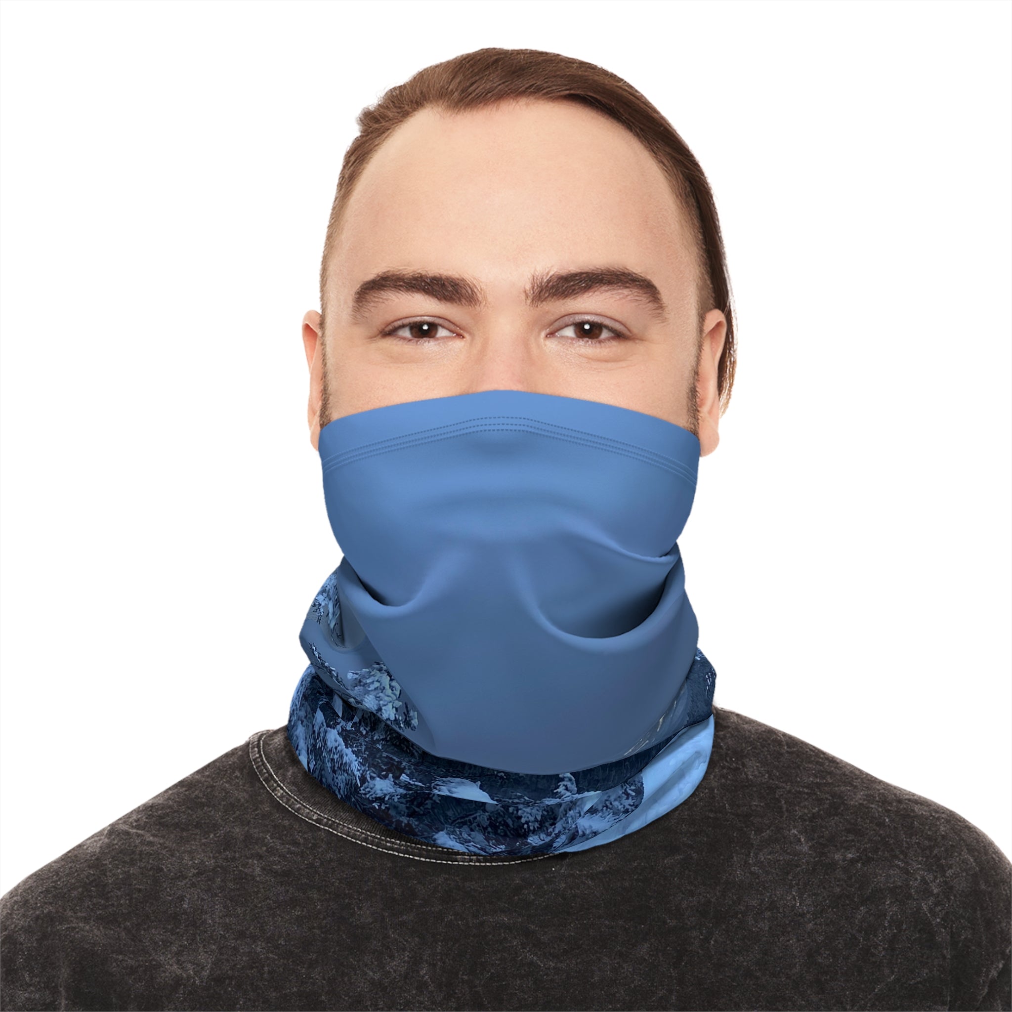 Winter Snowy Forest Neck Gaiter with Drawstring – Cozy Ski & Cold-Weather Face Mask
