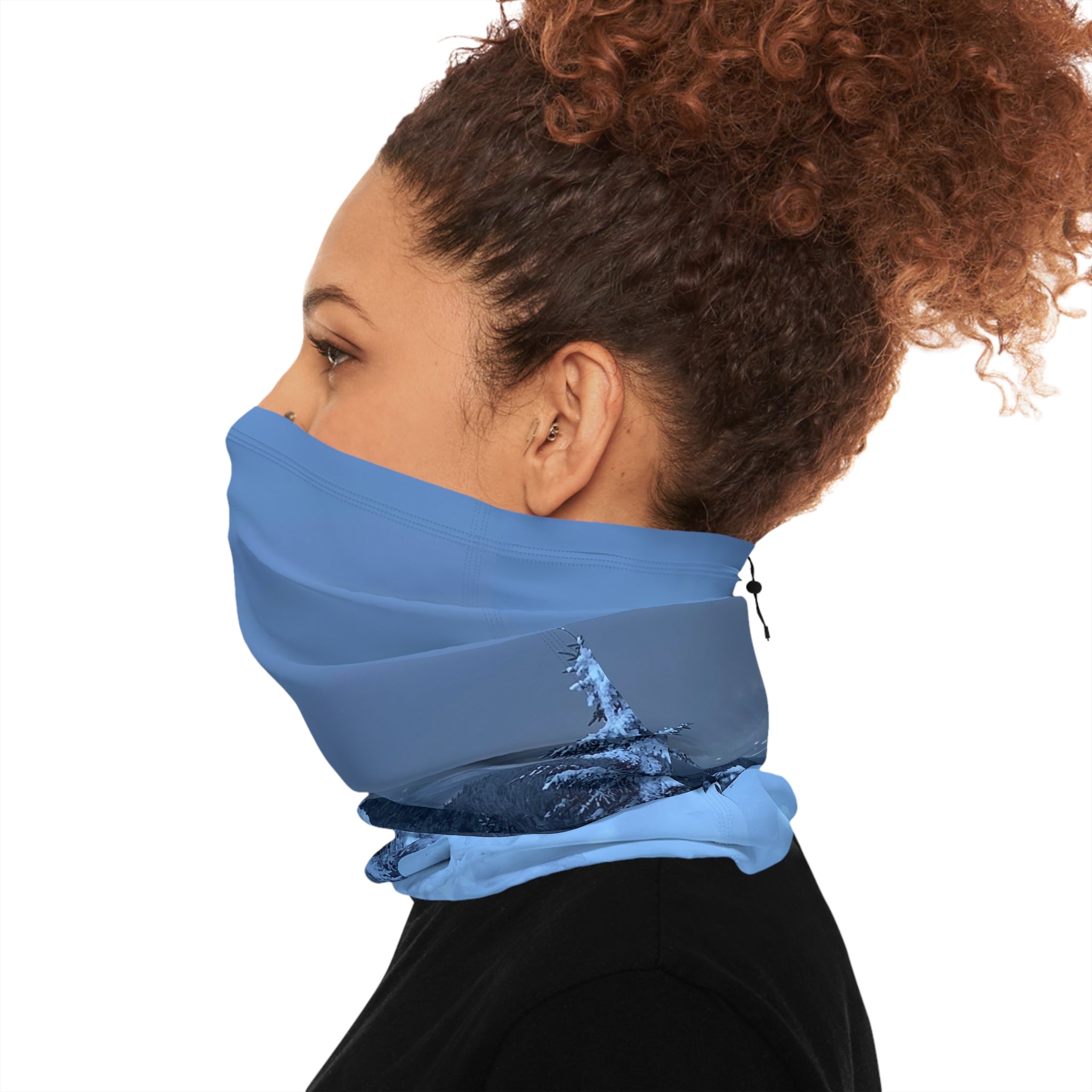 Winter Snowy Forest Neck Gaiter with Drawstring – Cozy Ski & Cold-Weather Face Mask