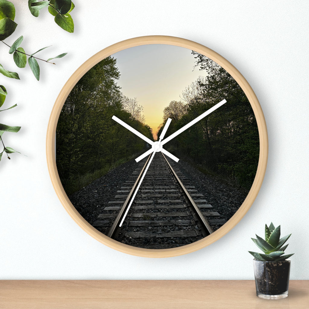 Bison Wall Clock - Winter Forest Wall Clock - Railroad Sunset Wall Clock --- Rustic Wildlife Décor for Cabin, Lodge & Nature Lovers