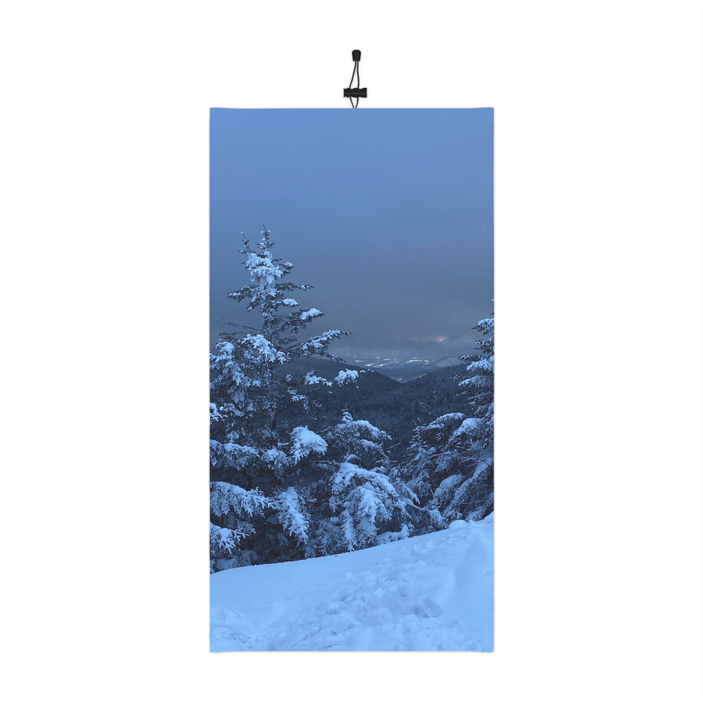 Winter Snowy Forest Neck Gaiter with Drawstring – Cozy Ski & Cold-Weather Face Mask