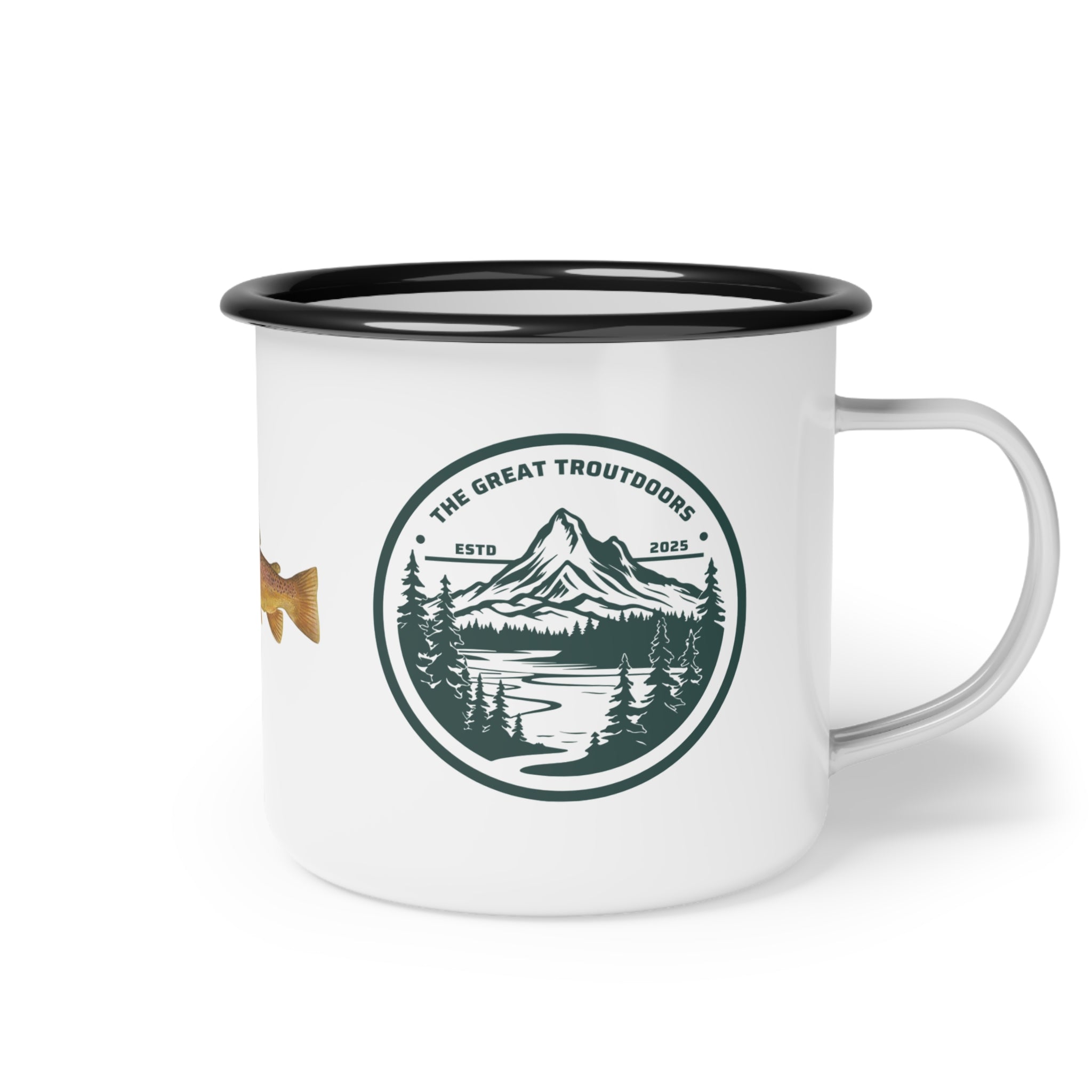 The Great Troutdoors Enamel Camp Cup - Brown Trout Edition