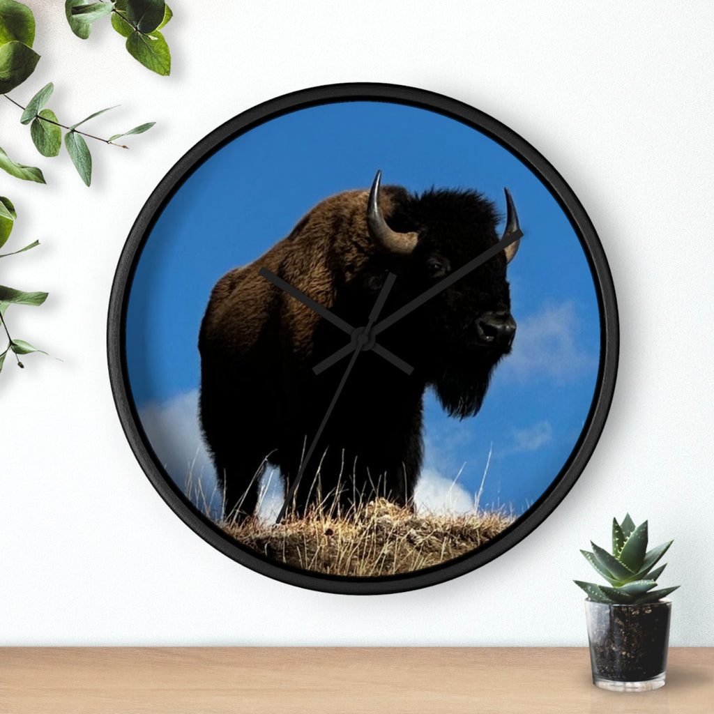 Bison Wall Clock - Winter Forest Wall Clock - Railroad Sunset Wall Clock --- Rustic Wildlife Décor for Cabin, Lodge & Nature Lovers