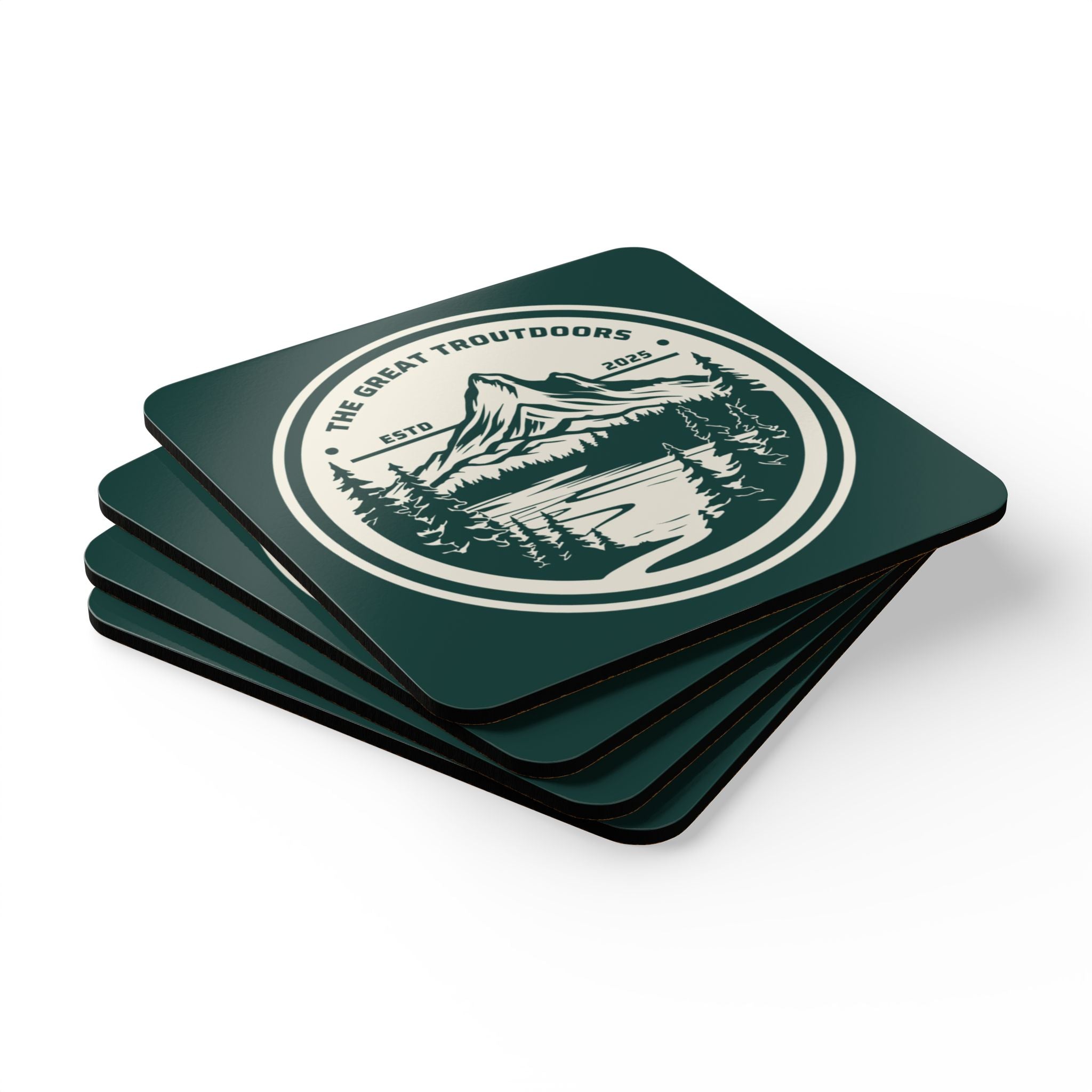 The Great Troutdoors Cork Coasters set