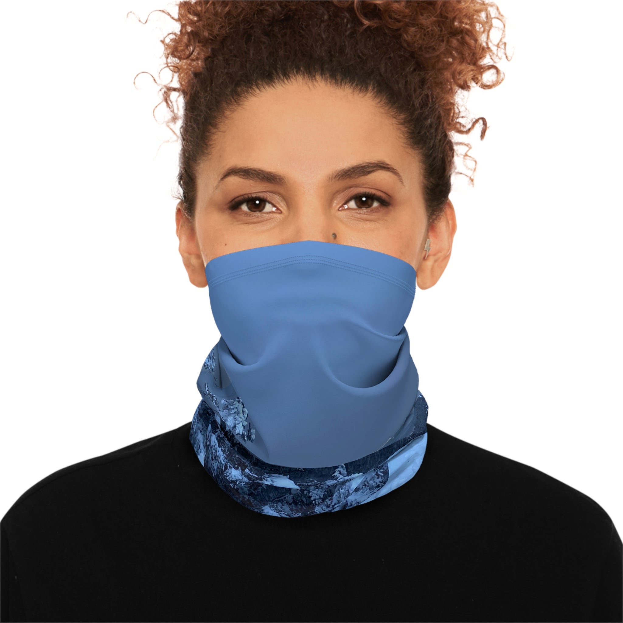 Winter Snowy Forest Neck Gaiter with Drawstring – Cozy Ski & Cold-Weather Face Mask