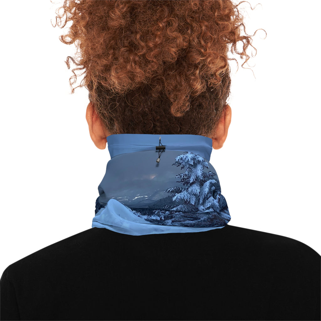 Winter Snowy Forest Neck Gaiter with Drawstring – Cozy Ski & Cold-Weather Face Mask