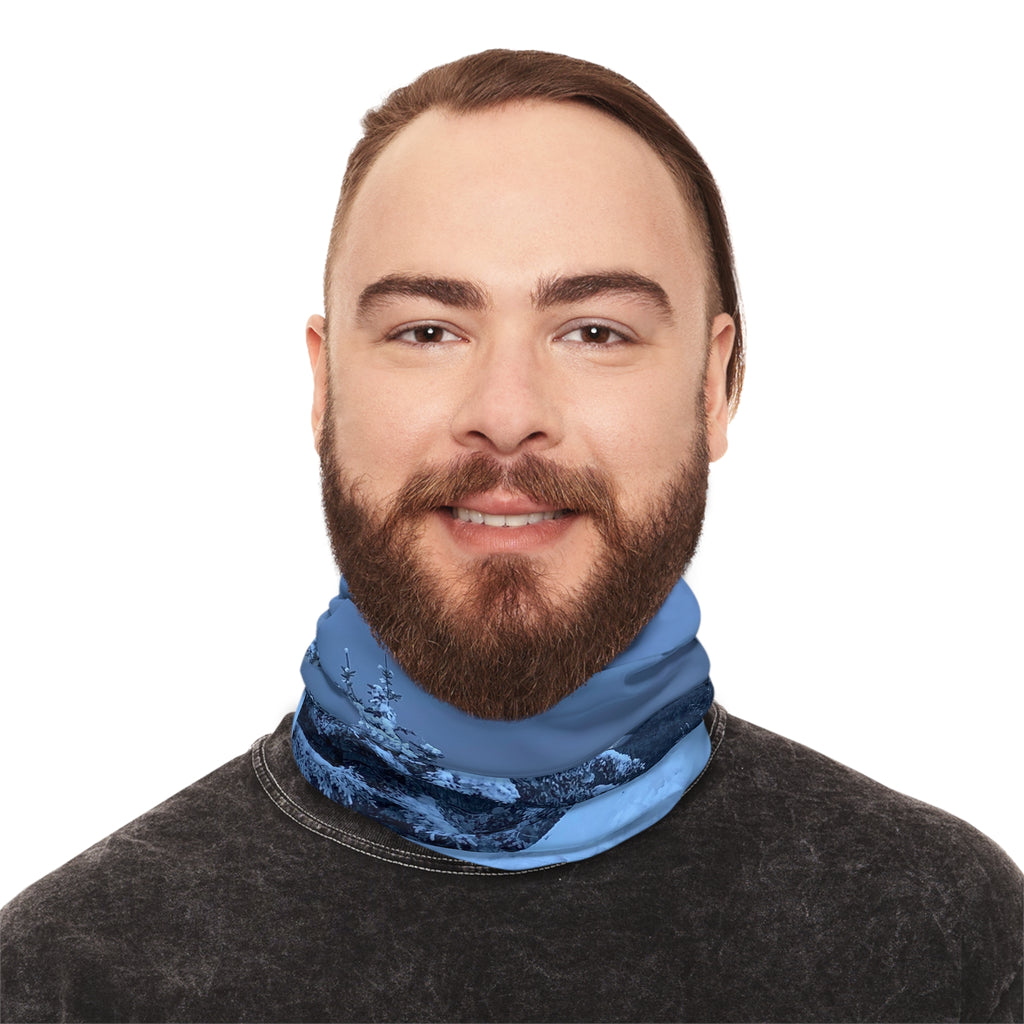 Winter Snowy Forest Neck Gaiter with Drawstring – Cozy Ski & Cold-Weather Face Mask