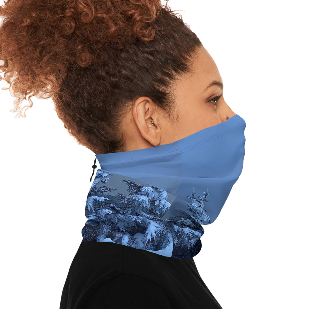 Winter Snowy Forest Neck Gaiter with Drawstring – Cozy Ski & Cold-Weather Face Mask